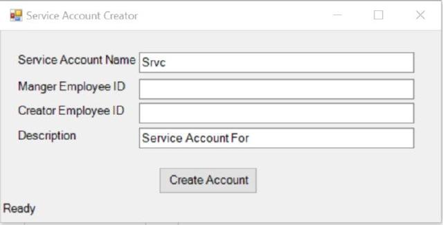 My Service Account creation GUI