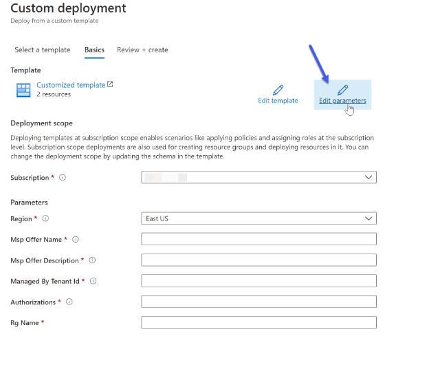 Editing the parameters Editing the parameters