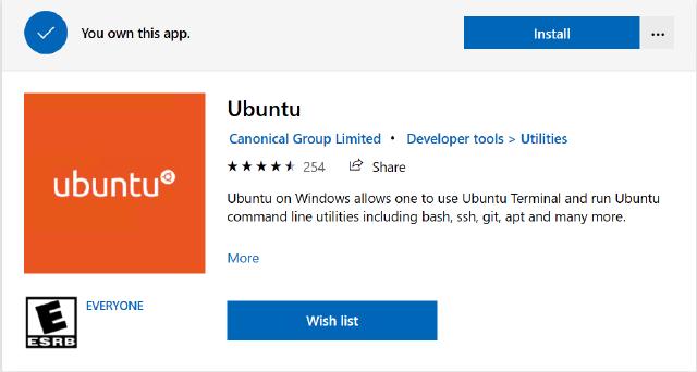 Getting Ubuntu for WSL from Microsoft Store