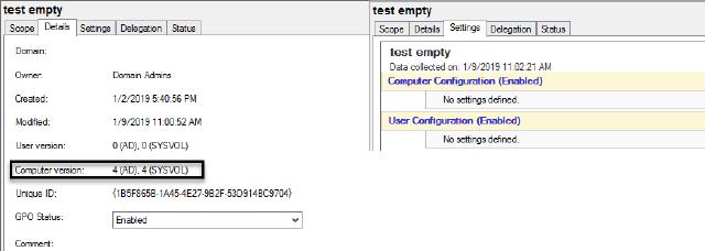 Empty GPO with computer version 4.