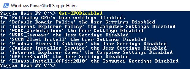 Result of the Get-GPODisabled